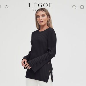 LÉGOE heritage luxe button knit black S top maternity and pp